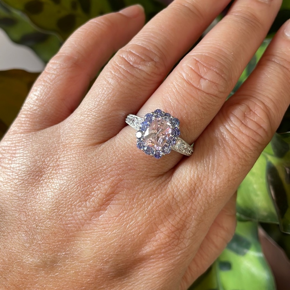 Tacori Sterling Silver Ring with pink CZ size 7